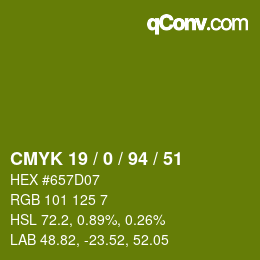 Código de color: CMYK 19 / 0 / 94 / 51 | qconv.com