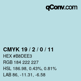 カラーコード: CMYK 19 / 2 / 0 / 11 | qconv.com