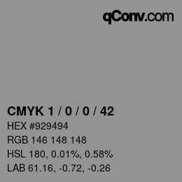 Code couleur: CMYK 1 / 0 / 0 / 42 | qconv.com