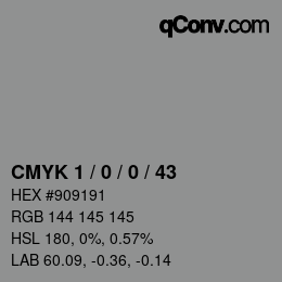 Color code: CMYK 1 / 0 / 0 / 43 | qconv.com