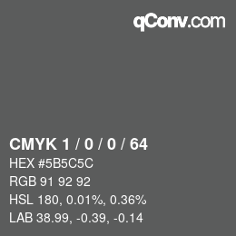 Código de color: CMYK 1 / 0 / 0 / 64 | qconv.com