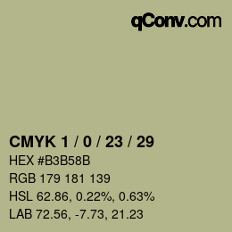 Code couleur: CMYK 1 / 0 / 23 / 29 | qconv.com