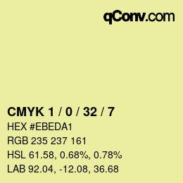 カラーコード: CMYK 1 / 0 / 32 / 7 | qconv.com