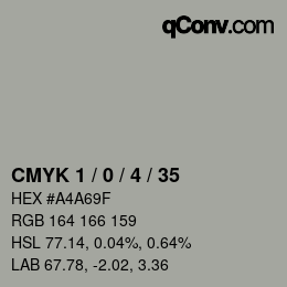 Farbcode: CMYK 1 / 0 / 4 / 35 | qconv.com