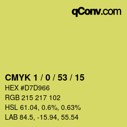 カラーコード: CMYK 1 / 0 / 53 / 15 | qconv.com