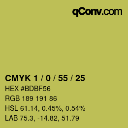 Código de color: CMYK 1 / 0 / 55 / 25 | qconv.com