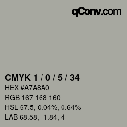 カラーコード: CMYK 1 / 0 / 5 / 34 | qconv.com