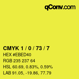 Farbcode: CMYK 1 / 0 / 73 / 7 | qconv.com