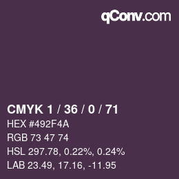 Code couleur: CMYK 1 / 36 / 0 / 71 | qconv.com