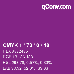 Code couleur: CMYK 1 / 73 / 0 / 48 | qconv.com