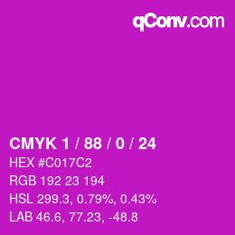 Código de color: CMYK 1 / 88 / 0 / 24 | qconv.com