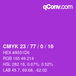 Color code: CMYK 23 / 77 / 0 / 16 | qconv.com