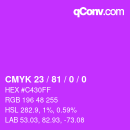 Color code: CMYK 23 / 81 / 0 / 0 | qconv.com