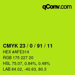 Code couleur: CMYK 23 / 0 / 91 / 11 | qconv.com