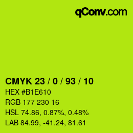 カラーコード: CMYK 23 / 0 / 93 / 10 | qconv.com