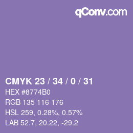 Color code: CMYK 23 / 34 / 0 / 31 | qconv.com