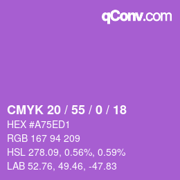 Farbcode: CMYK 20 / 55 / 0 / 18 | qconv.com