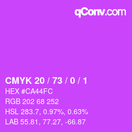 Farbcode: CMYK 20 / 73 / 0 / 1 | qconv.com