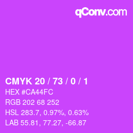 Color code: CMYK 20 / 73 / 0 / 1 | qconv.com