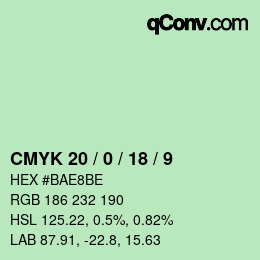 Color code: CMYK 20 / 0 / 18 / 9 | qconv.com