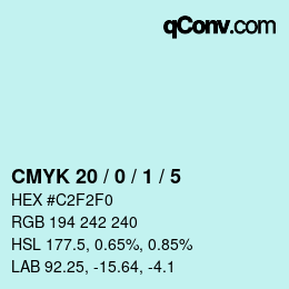 Color code: CMYK 20 / 0 / 1 / 5 | qconv.com