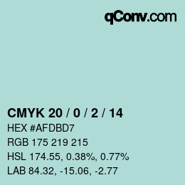 Code couleur: CMYK 20 / 0 / 2 / 14 | qconv.com