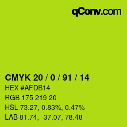 Farbcode: CMYK 20 / 0 / 91 / 14 | qconv.com