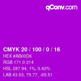 Farbcode: CMYK 20 / 100 / 0 / 16 | qconv.com