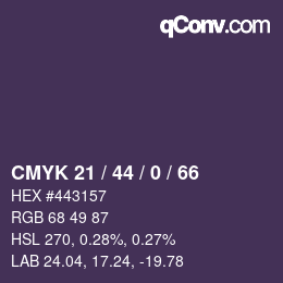 Code couleur: CMYK 21 / 44 / 0 / 66 | qconv.com