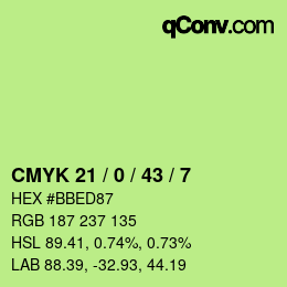 Code couleur: CMYK 21 / 0 / 43 / 7 | qconv.com