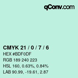 カラーコード: CMYK 21 / 0 / 7 / 6 | qconv.com