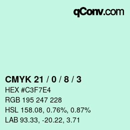 Color code: CMYK 21 / 0 / 8 / 3 | qconv.com