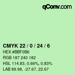 Code couleur: CMYK 22 / 0 / 24 / 6 | qconv.com