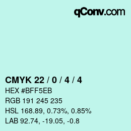 Farbcode: CMYK 22 / 0 / 4 / 4 | qconv.com