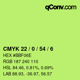 Code couleur: CMYK 22 / 0 / 54 / 6 | qconv.com