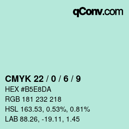 カラーコード: CMYK 22 / 0 / 6 / 9 | qconv.com