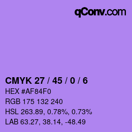 カラーコード: CMYK 27 / 45 / 0 / 6 | qconv.com