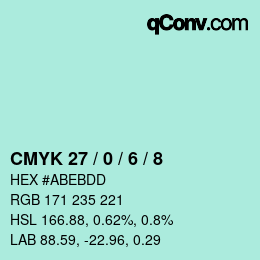 Color code: CMYK 27 / 0 / 6 / 8 | qconv.com