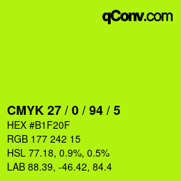 カラーコード: CMYK 27 / 0 / 94 / 5 | qconv.com