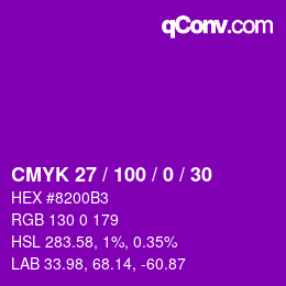 Código de color: CMYK 27 / 100 / 0 / 30 | qconv.com