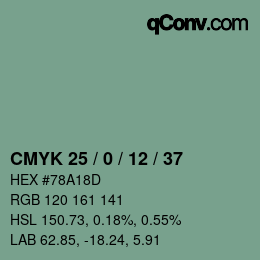 カラーコード: CMYK 25 / 0 / 12 / 37 | qconv.com