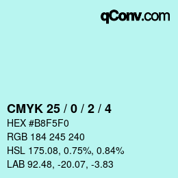 Code couleur: CMYK 25 / 0 / 2 / 4 | qconv.com