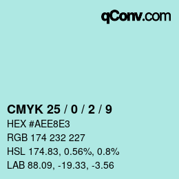 Code couleur: CMYK 25 / 0 / 2 / 9 | qconv.com