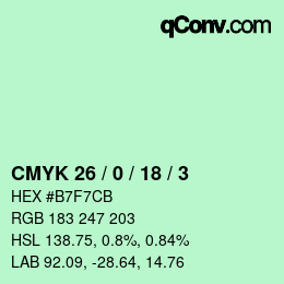 Color code: CMYK 26 / 0 / 18 / 3 | qconv.com