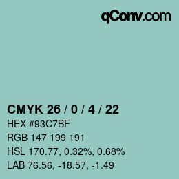 Color code: CMYK 26 / 0 / 4 / 22 | qconv.com