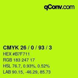 Code couleur: CMYK 26 / 0 / 93 / 3 | qconv.com