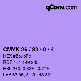 カラーコード: CMYK 26 / 39 / 0 / 4 | qconv.com