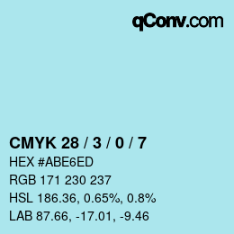 カラーコード: CMYK 28 / 3 / 0 / 7 | qconv.com