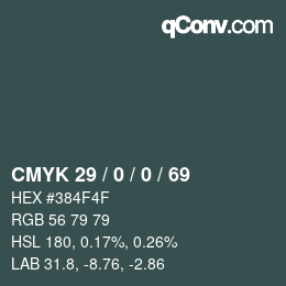 Color code: CMYK 29 / 0 / 0 / 69 | qconv.com