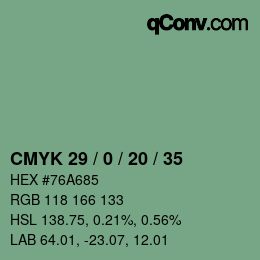 Color code: CMYK 29 / 0 / 20 / 35 | qconv.com